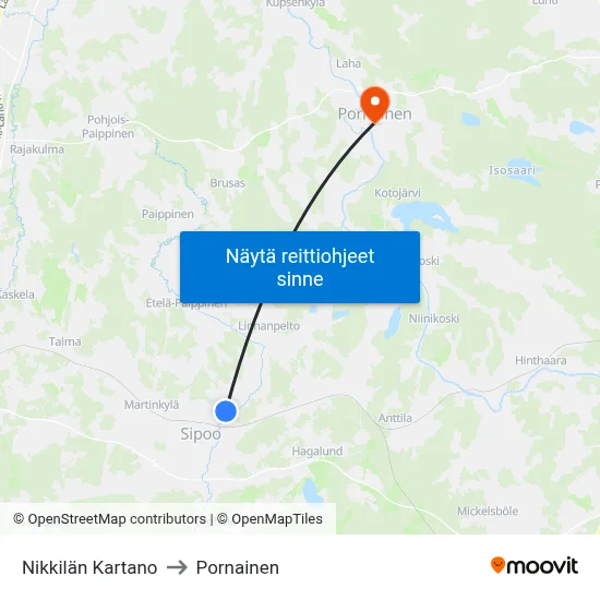 Nikkilän Kartano to Pornainen map