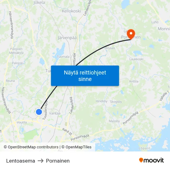 Lentoasema to Pornainen map