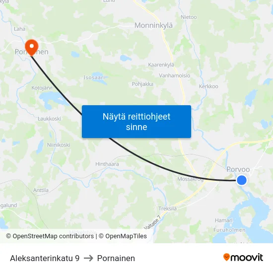 Aleksanterinkatu 9 to Pornainen map
