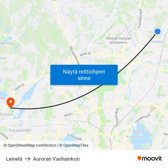 Leinelä to Auroran Vanhainkoti map