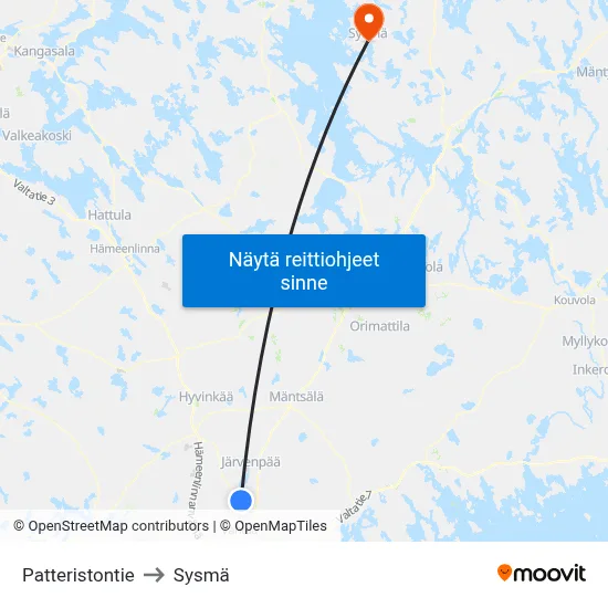 Patteristontie to Sysmä map