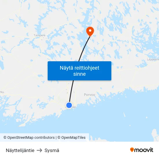 Näyttelijäntie to Sysmä map