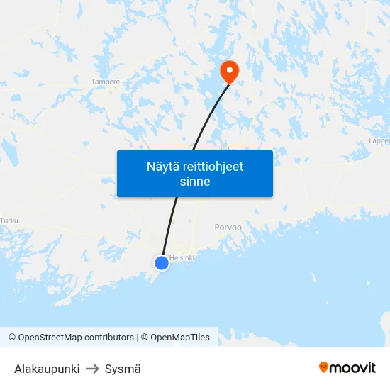 Alakaupunki to Sysmä map