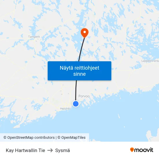 Kay Hartwallin Tie to Sysmä map