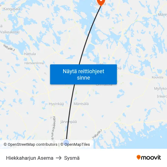 Hiekkaharjun Asema to Sysmä map