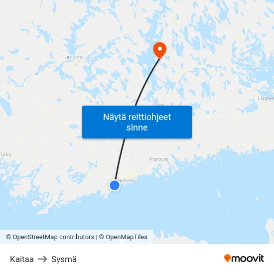 Kaitaa to Sysmä map