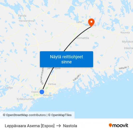Leppävaara Asema [Espoo] to Nastola map