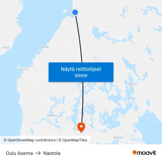 Oulu Asema to Nastola map
