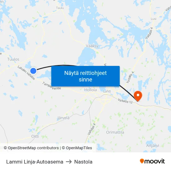 Lammi Linja-Autoasema to Nastola map