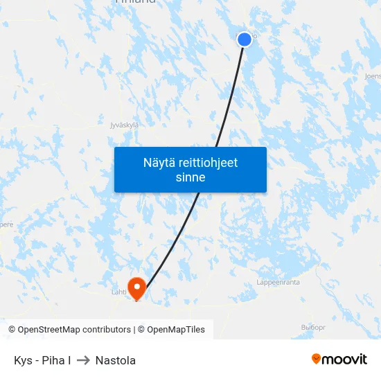 Kys - Piha I to Nastola map