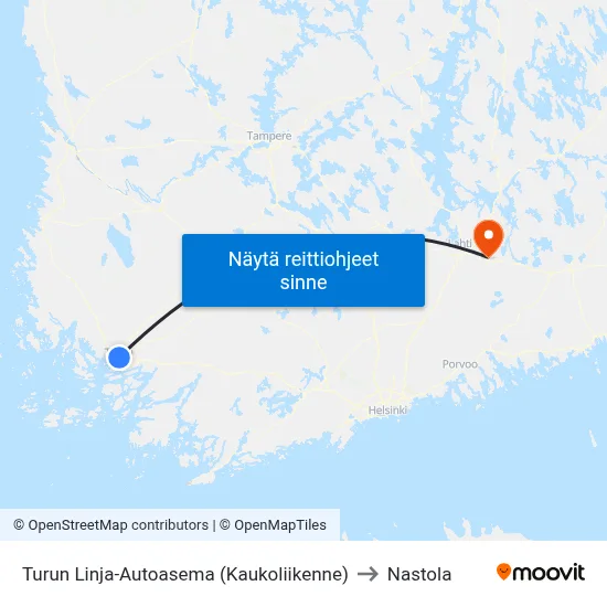 Turun Linja-Autoasema (Kaukoliikenne) to Nastola map