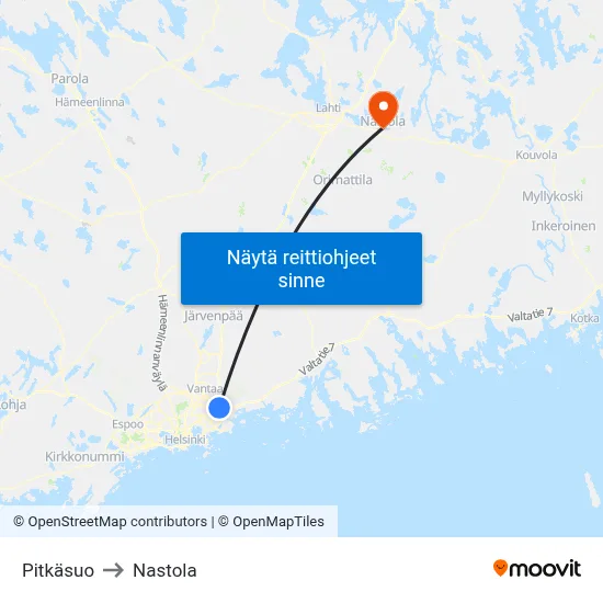Pitkäsuo to Nastola map