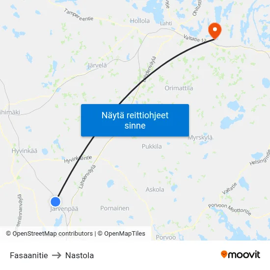 Fasaanitie to Nastola map