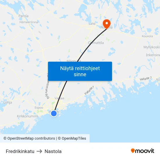 Fredrikinkatu to Nastola map