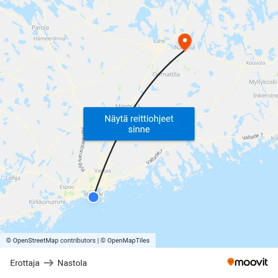 Erottaja to Nastola map
