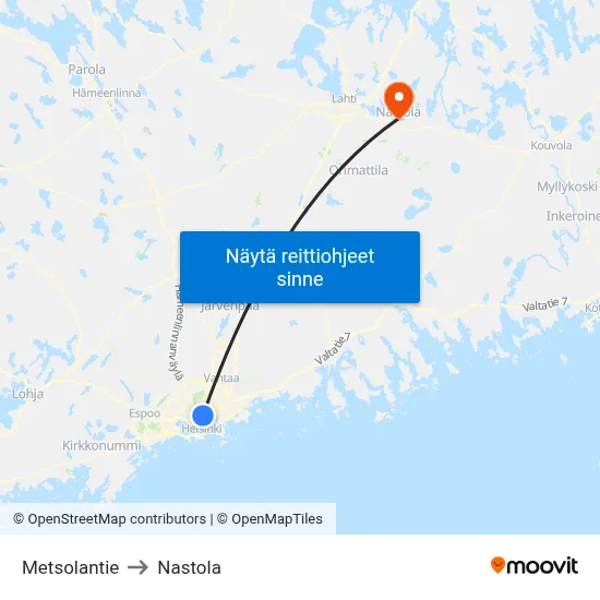 Metsolantie to Nastola map
