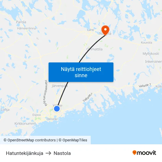 Hatuntekijänkuja to Nastola map