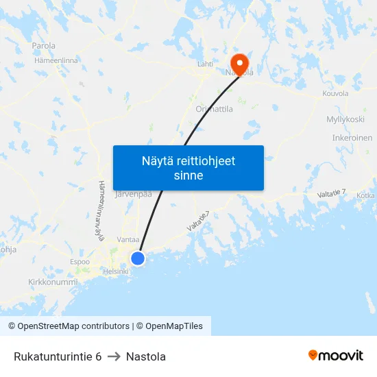 Rukatunturintie 6 to Nastola map
