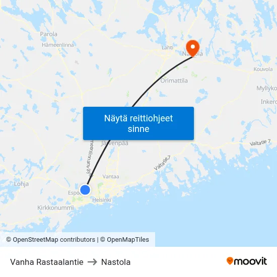 Vanha Rastaalantie to Nastola map