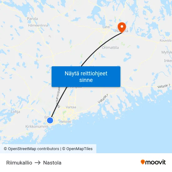 Riimukallio to Nastola map