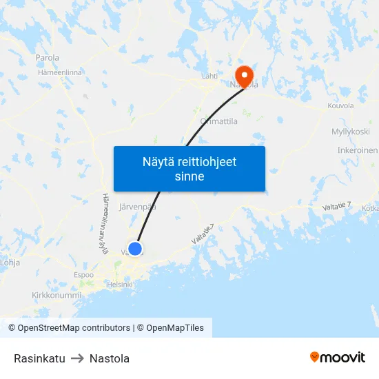 Rasinkatu to Nastola map