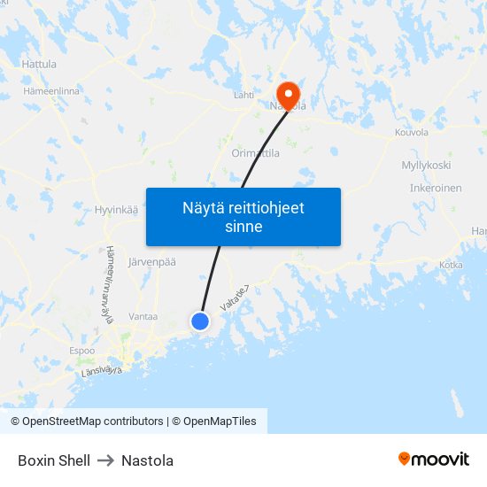 Boxin Shell to Nastola map