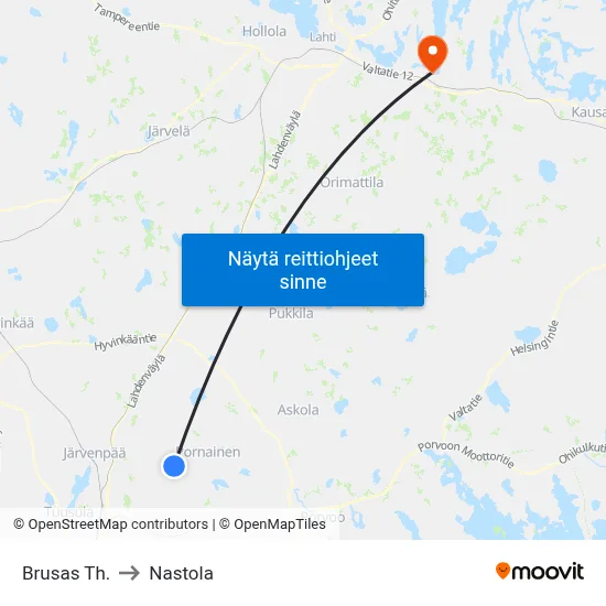 Brusas Th. to Nastola map
