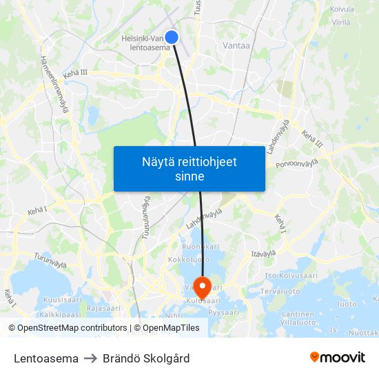 Lentoasema to Brändö Skolgård map