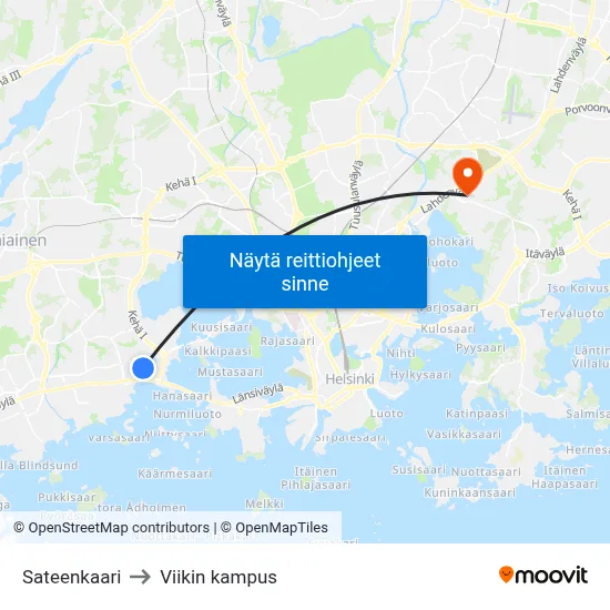 Sateenkaari to Viikin kampus map