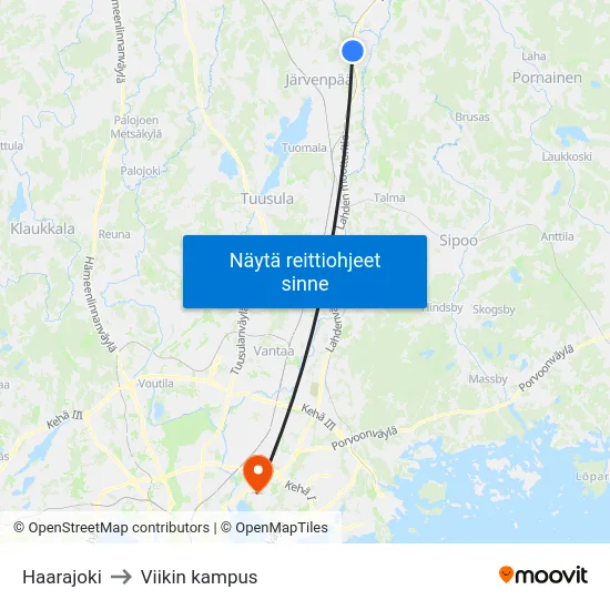 Haarajoki to Viikin kampus map