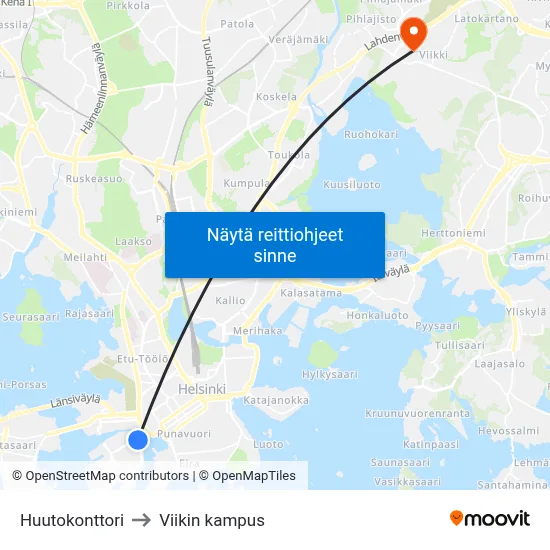 Huutokonttori to Viikin kampus map