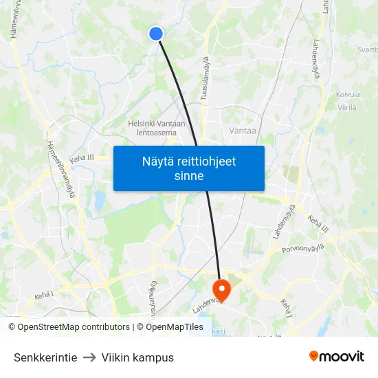 Senkkerintie to Viikin kampus map