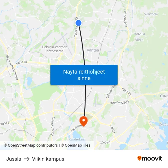 Jussla to Viikin kampus map