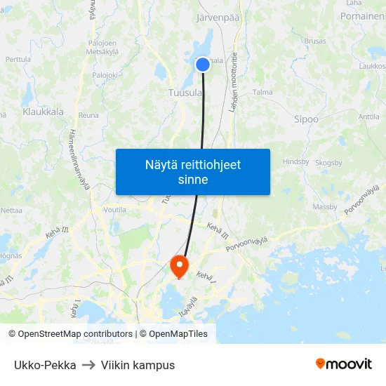 Ukko-Pekka to Viikin kampus map
