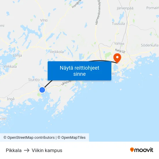 Pikkala to Viikin kampus map