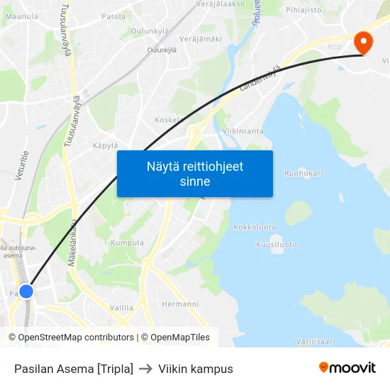 Pasilan Asema [Tripla] to Viikin kampus map
