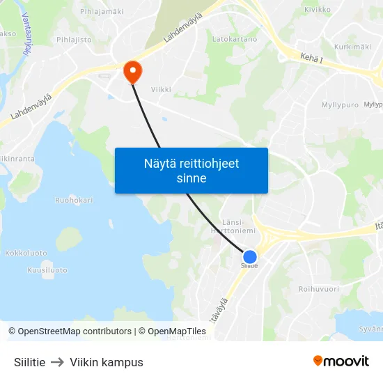 Siilitie to Viikin kampus map