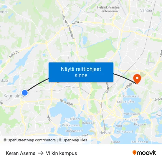 Keran Asema to Viikin kampus map