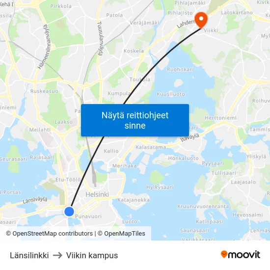 Länsilinkki to Viikin kampus map