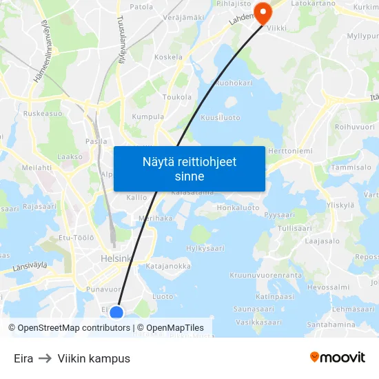 Eira to Viikin kampus map