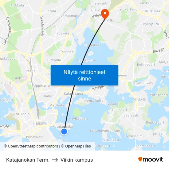Katajanokan Term. to Viikin kampus map
