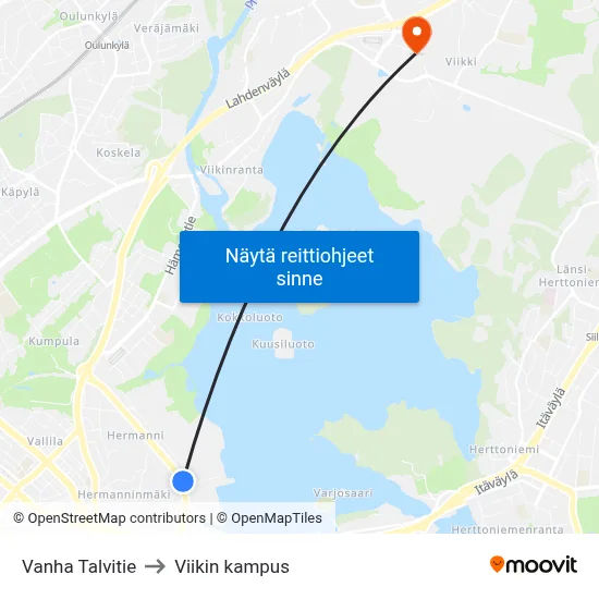 Vanha Talvitie to Viikin kampus map