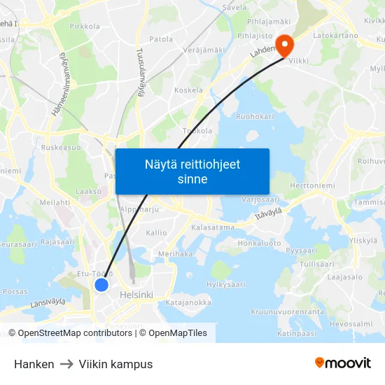 Hanken to Viikin kampus map