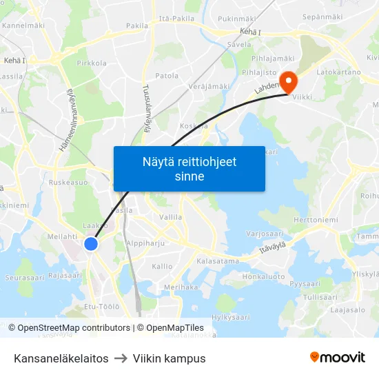 Kansaneläkelaitos to Viikin kampus map