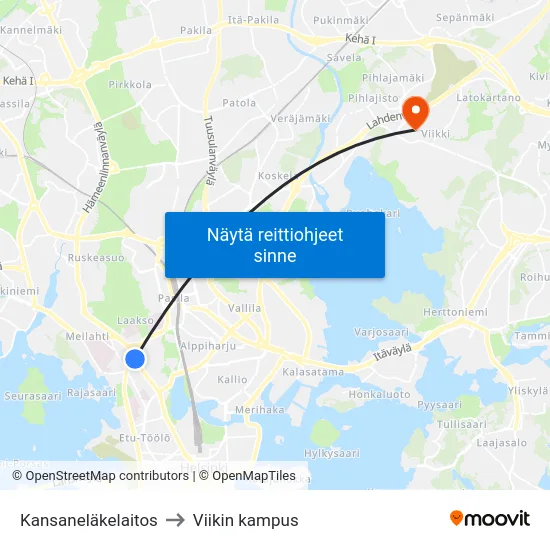 Kansaneläkelaitos to Viikin kampus map