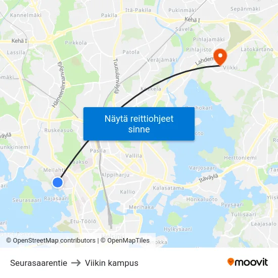 Seurasaarentie to Viikin kampus map
