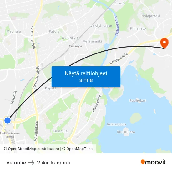 Veturitie to Viikin kampus map