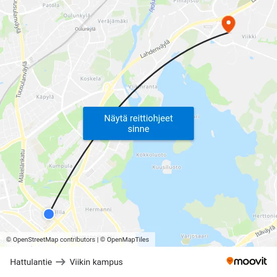Hattulantie to Viikin kampus map