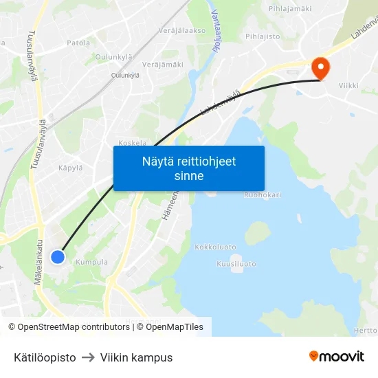 Kätilöopisto to Viikin kampus map