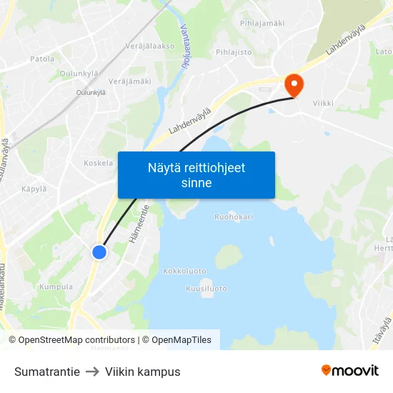 Sumatrantie to Viikin kampus map